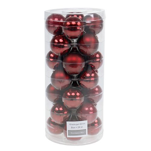 Product Christmas ball glass Ø4cm Bordeaux Mix 24 pcs