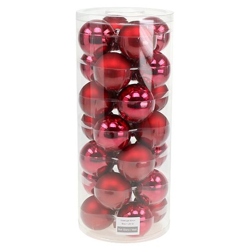 Product Christmas ball glass Ø6cm red mix 24 pcs