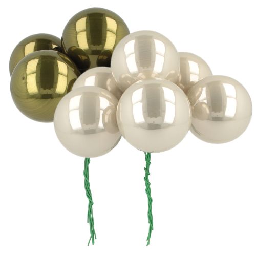 Product Christmas bauble glass mirror berries olive silver Ø40mm 32 pcs