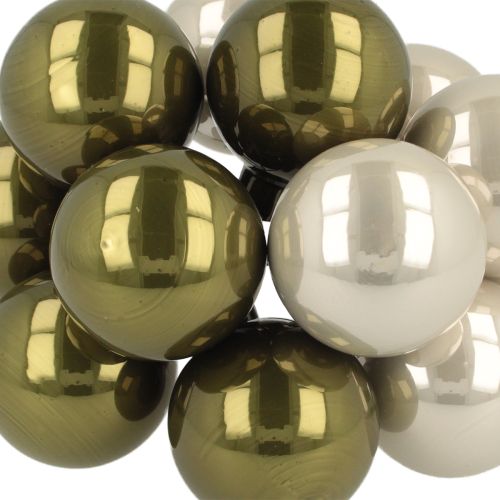 Product Christmas bauble glass mirror berries olive silver Ø40mm 32 pcs