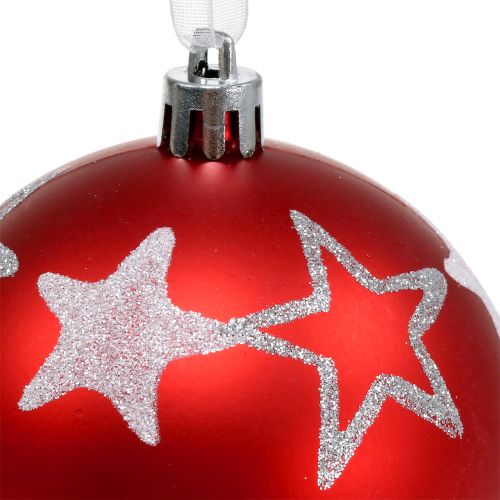 Floristik24 Christmas balls with stars in red 2pcs Ø8cm