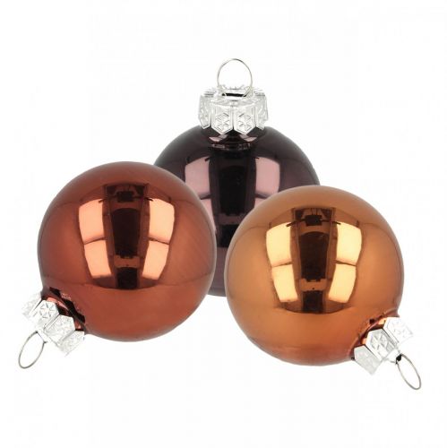 Christmas tree decorations, Christmas balls, tree ball mix brown H4.5cm Ø4cm real glass 24 pcs