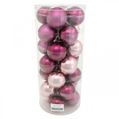 Product Christmas ball, Christmas tree decoration, tree balls violet H6.5cm Ø6cm real glass 24 pcs
