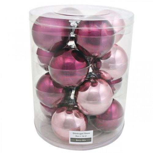 Product Christmas balls, tree decorations, glass balls violet H8.5cm Ø7.5cm real glass 12 pcs