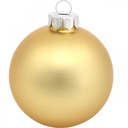 Product Tree ball, Christmas tree decorations, Christmas ball golden H8.5cm Ø7.5cm real glass 12pcs