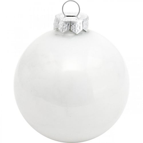 Floristik24 Christmas ball, snowball, Christmas tree decoration, glass ball white H8.5cm Ø7.5cm real glass 14pcs