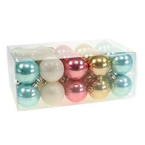 Floristik24 Christmas ball set plastic pastel colored Ø6cm 30pcs