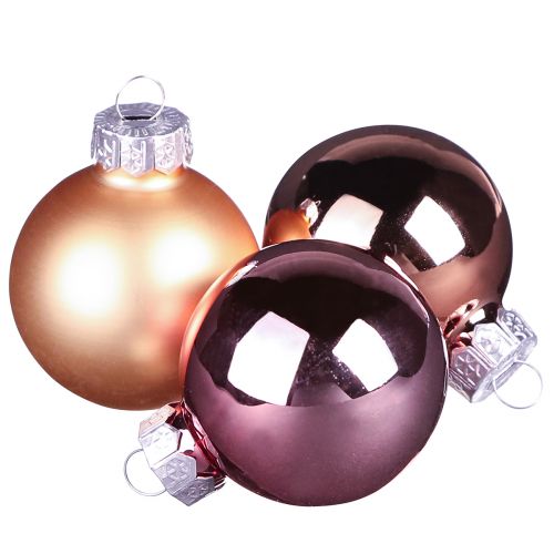 Christmas balls apricot mix tree balls glass Ø4cm 24 pcs