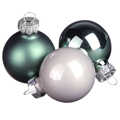 Christmas balls glass tree balls green grey 4 cm 24 pcs