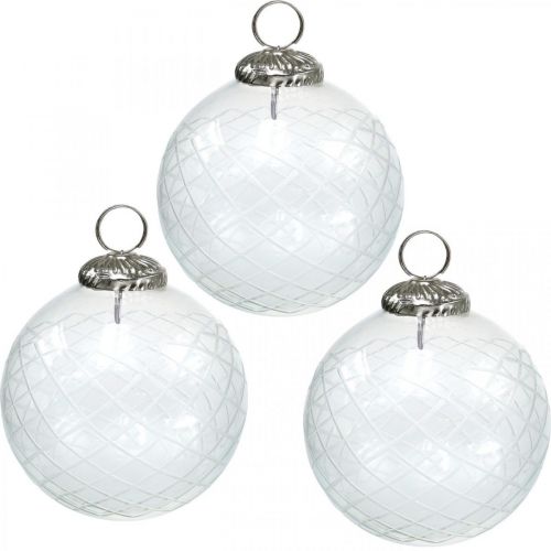 Product Christmas balls glass clear Christmas tree balls Ø10cm 3pcs