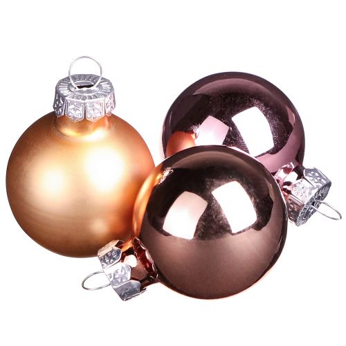 Product Christmas balls glass pink apricot mix mini Ø3cm 22 pcs