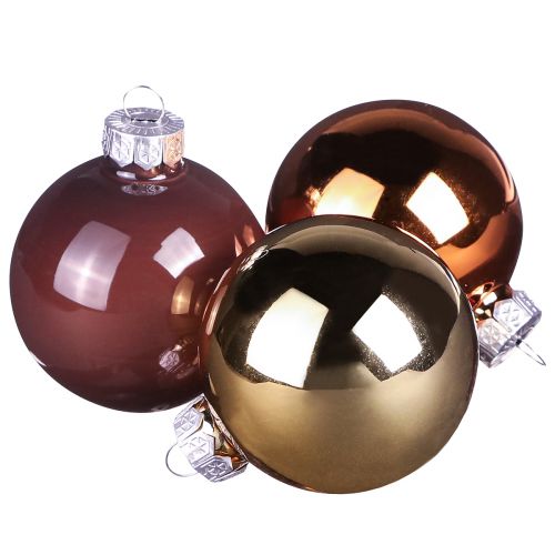 Product Christmas balls gold brown tree balls glass Ø6cm 24 pcs