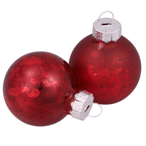 Floristik24 Christmas balls in red vintage glass mini Ø3cm 22 pcs