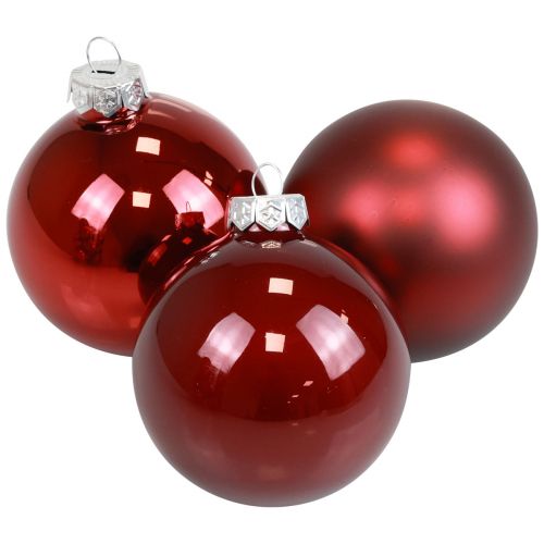 Floristik24 Christmas balls glass Christmas tree balls Bordeaux Ø7.5cm 14 pieces