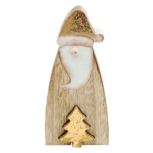 Floristik24 Santa Claus wood with fir gold 17cm