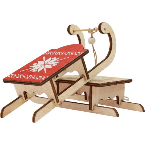 Product Christmas sleigh decorative sledge wood 16x6x5cm 3pcs