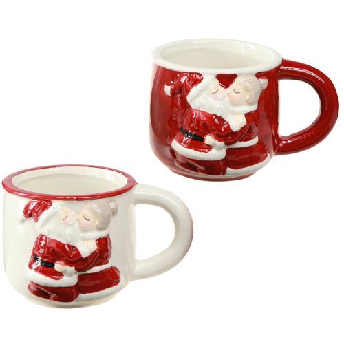 Floristik24 Christmas Mug Ceramic Christmas Couple Red White H8.5cm 2pcs