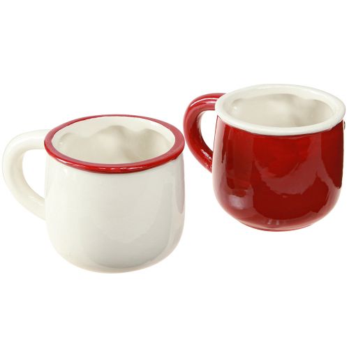 Product Christmas Mug Ceramic Christmas Couple Red White H8.5cm 2pcs