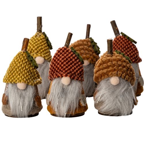 Product Gnome figurine set with knitted hat and acorn, 10cm, 6 pieces