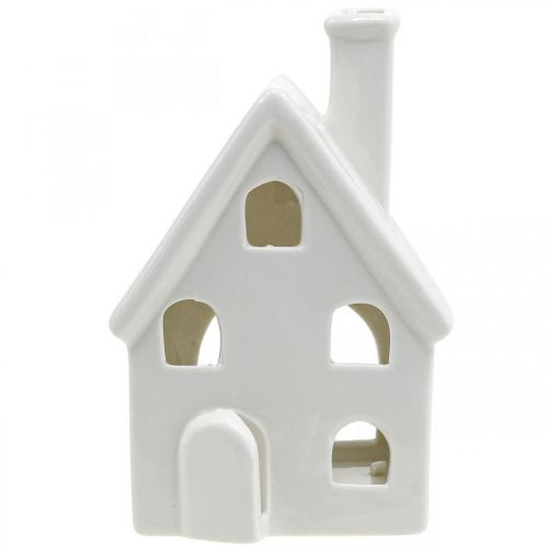 Product Lantern House Ceramic Light House Advent White H14cm 2 Pcs