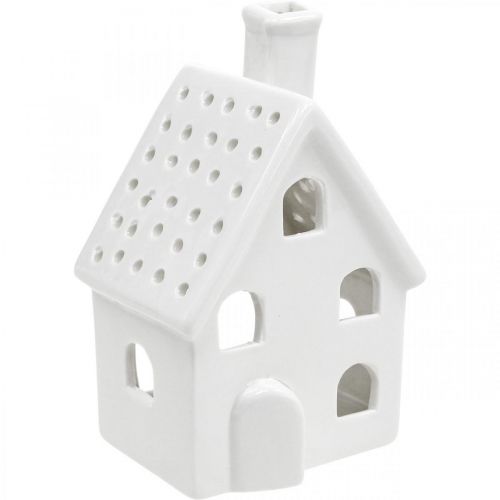 Product Lantern House Ceramic Light House Advent White H14cm 2 Pcs