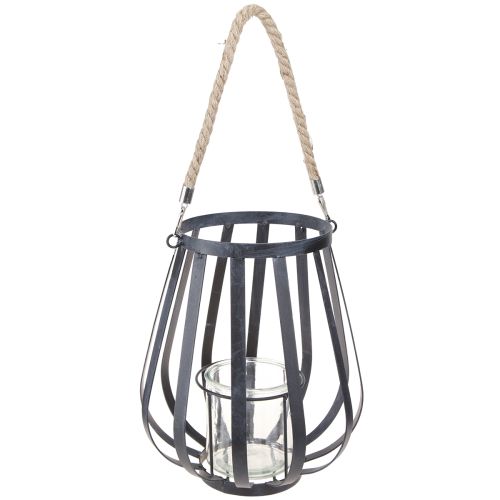 Windlight Metal Lantern with Glass Anthracite Ø23cm H27cm