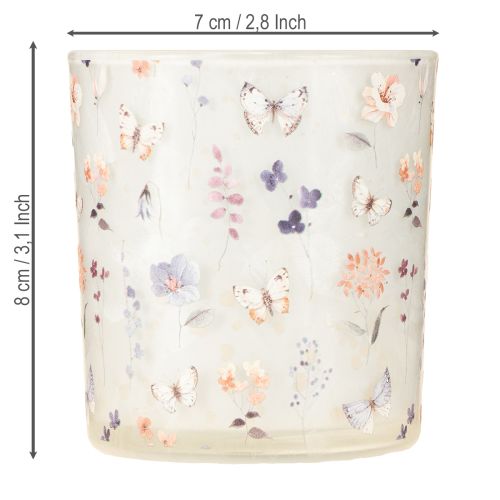 Product Decorative glass lantern with butterfly design for stylish home accents, 8cm, 4 pieces
