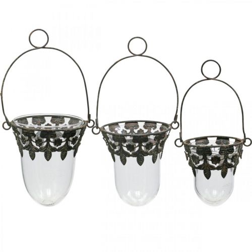 Product Lantern glass for hanging decoration 24/28/30cm set of 3