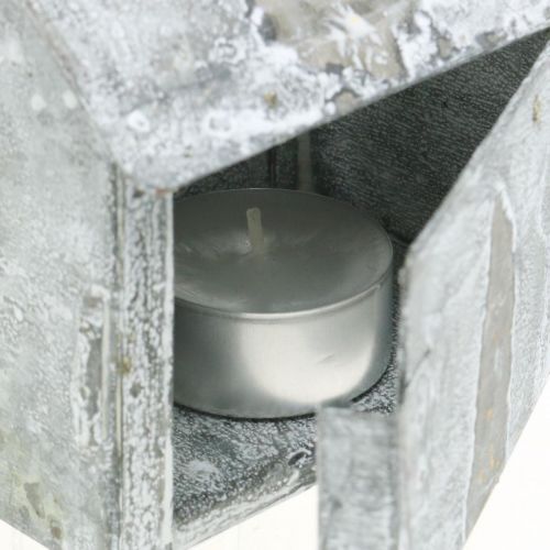 Product Lantern house metal shabby chic white washed, rust H11cm