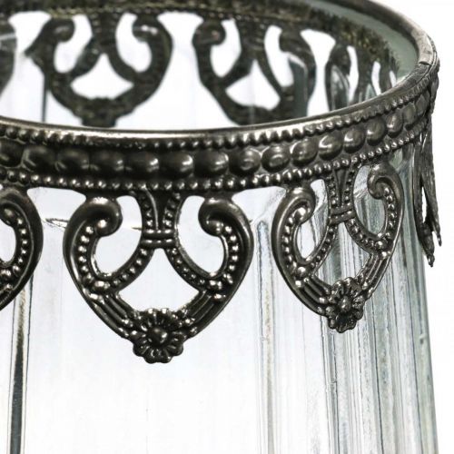 Floristik24 Lantern vintage, candle glass with metal decoration Ø11.5cm H15cm