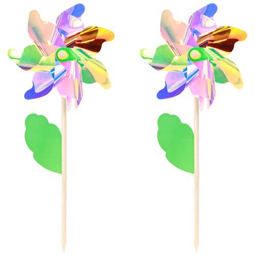 Product Windmill Flower with Leaf Windmill Iridescent Colors Ø24cm 2pcs