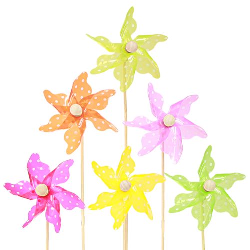 Windmill with Dots Windmill on Stick Colorful Ø8.5cm 12 pcs