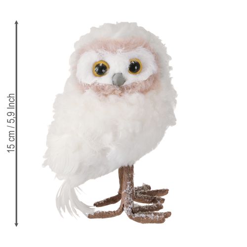 Product Winter decoration decorative owl figures for standing white 15cm 2 pieces