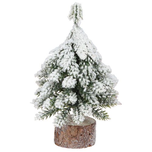 Winter decoration Christmas tree in green white Ø7cm H14cm 4pcs