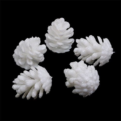 Floristik24 Decorative cones white glitter scatter decoration hanging decoration 3.5 cm 45 pcs