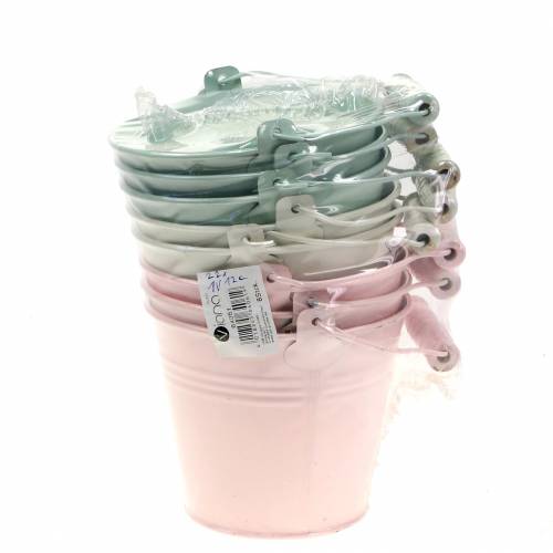 Floristik24 Zinc bucket assortment pastel colors Ø12cm H10cm 8pcs
