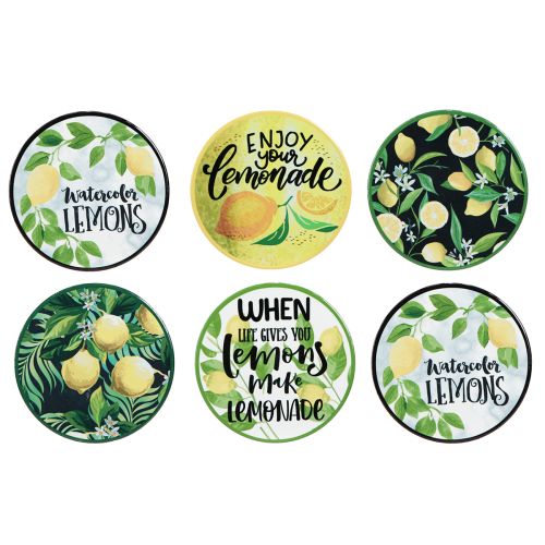 Lemon Decorative Ceramic Coasters Round Assorted Ø10.5cm 6pcs