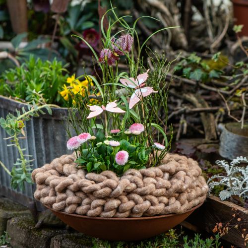 Product Flower stick butterfly wood with feather 8x7cm 12 pcs