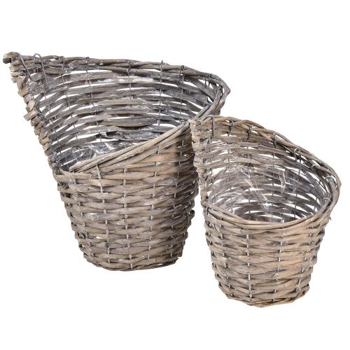 Flowerpot plant basket willow natural Ø12.5cm/20cm set of 2