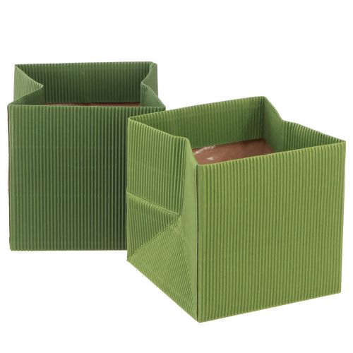 Flower bag green olive green ribbed with foil 10.5cm 6 pcs