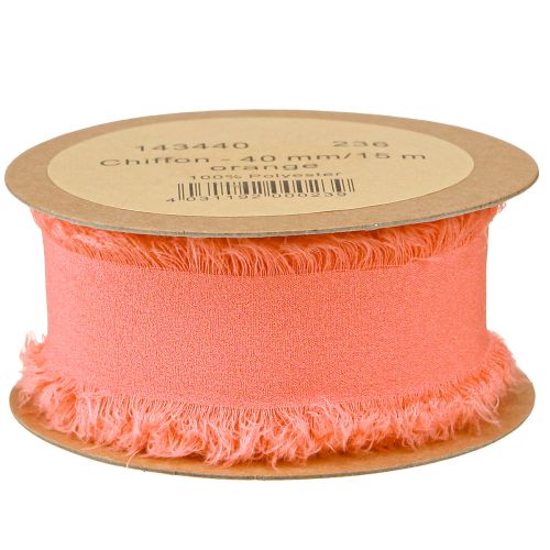 Product Chiffon ribbon orange pastel fabric ribbon fringes 40mm 15m
