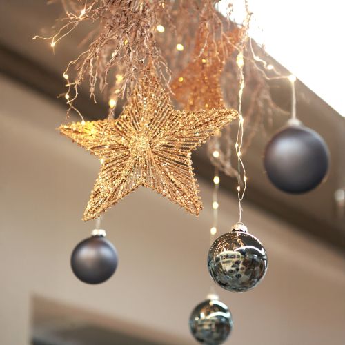 Product Christmas tree decorations, Advent decoration, star pendant golden W30cm 4 pieces