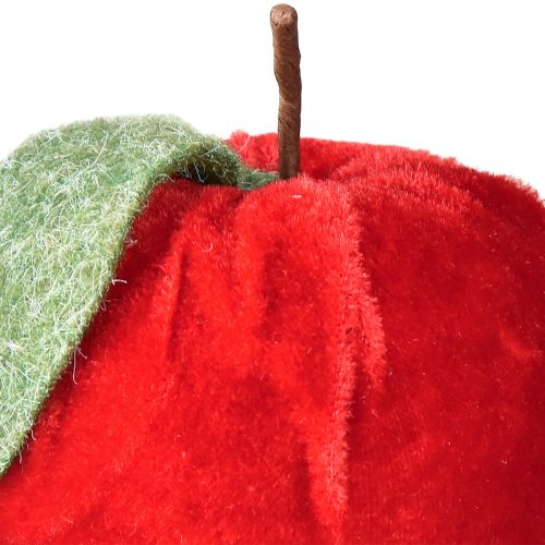 Product Decorative apple fabric with leaf velvet & felt red Ø7.5cm H9cm 9 pcs