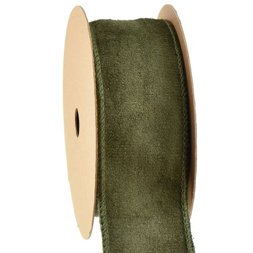 Product Fabric ribbon velvet decorative ribbon green jewelry ribbon W50mm L8m