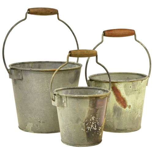 Floristik24 Decorative bucket metal rust vintage Ø15/17.5/22cm set of 3