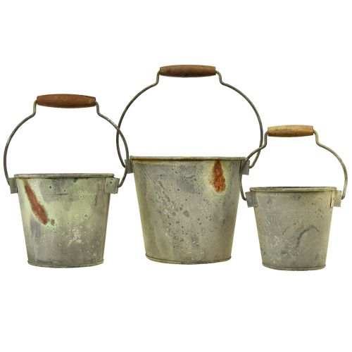 Product Decorative bucket metal rust vintage Ø15/17.5/22cm set of 3