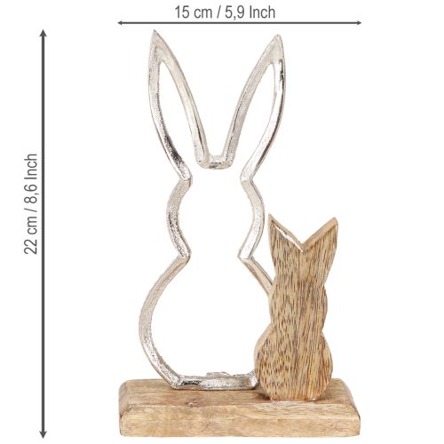 Product Decorative Rabbit Metal & Wood – Modern Easter figure in natural design 22cm 2 pcs