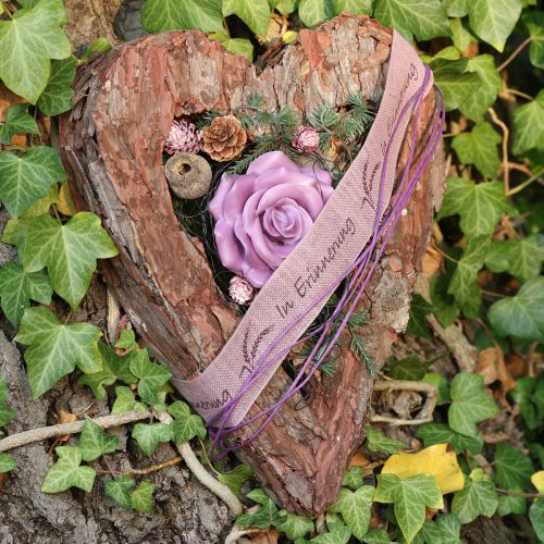Product Decorative heart, open pine bark, autumn decoration, grave decoration, table decoration, plant set 30×24cm