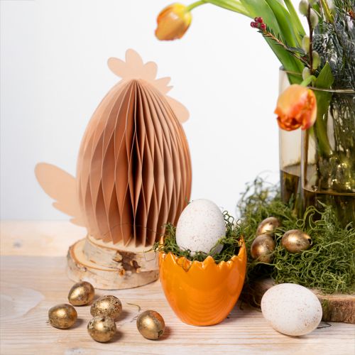 Product Decoration Chicken White Orange Honeycomb Figures Easter 19×12×20cm 2 pcs