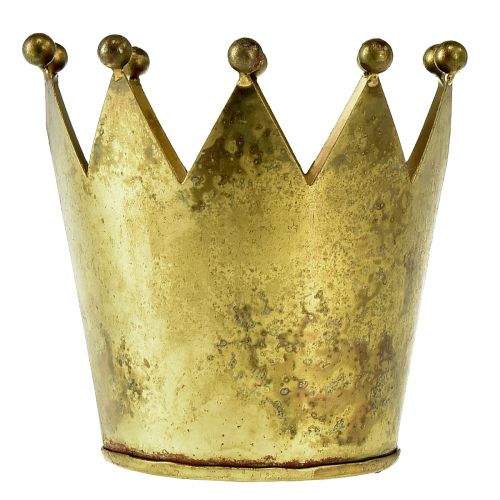 Product Decorative crown metal flowerpot brass look Ø11cm/H10cm